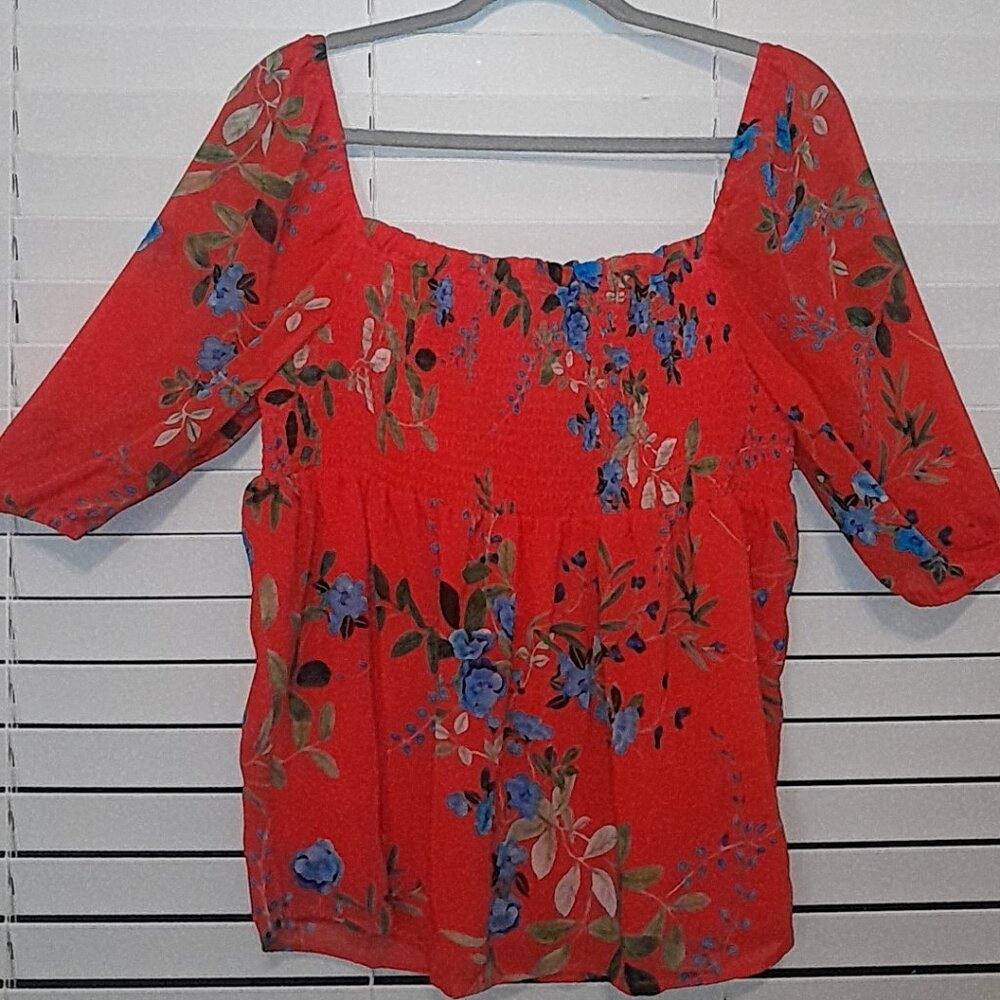 Calvin Klein red floral top NEW with tags Size Medium